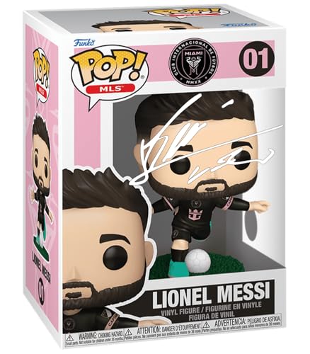 Image of Lionel Messi #01 Away Uniform Facsimile Signed Reprint Laser Autographed Funko POP! MLS: Soccer Inter Miami CF Figurine with Protector Case