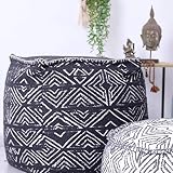 Mandala Life ART Bohemian Puf Cubo Cubo Negro - 50x50x50cm - Lujo, Artisan Room Decor Puff - Boho Chic Asiento Otomano