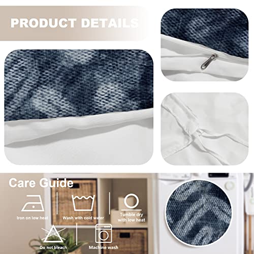 Baonews Ink Blue Abstract Herringbone Duvet Cover Set King Size,3 Pieces Art Wave Pattern Bedding Set Hotel Quality Comforter Cover Set With 2 Pillowcases(No Filler) #TOP4