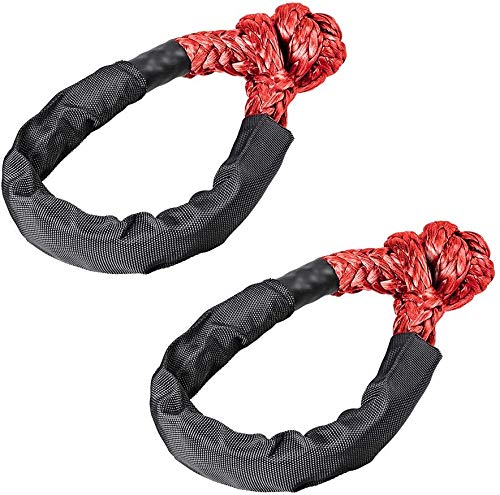 Soft Shackle, Soft Shackle Recovery 1/2 Inch X 22 Inch (55,000lbs Breaking Strength) with Protective Sleeve for UTV ATV Recovery( Red, 2 Pack Soft Shackle)