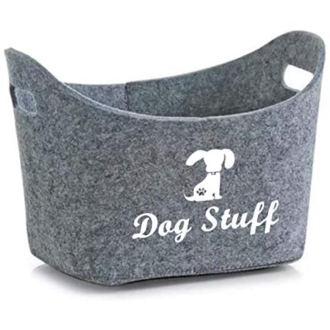 Felt pet toy box and dog toy box storage with handles pet toy basket - perfect for organizing pet toys, coats, ropes, dog chew toys, blankets, leashes - Grey Cover