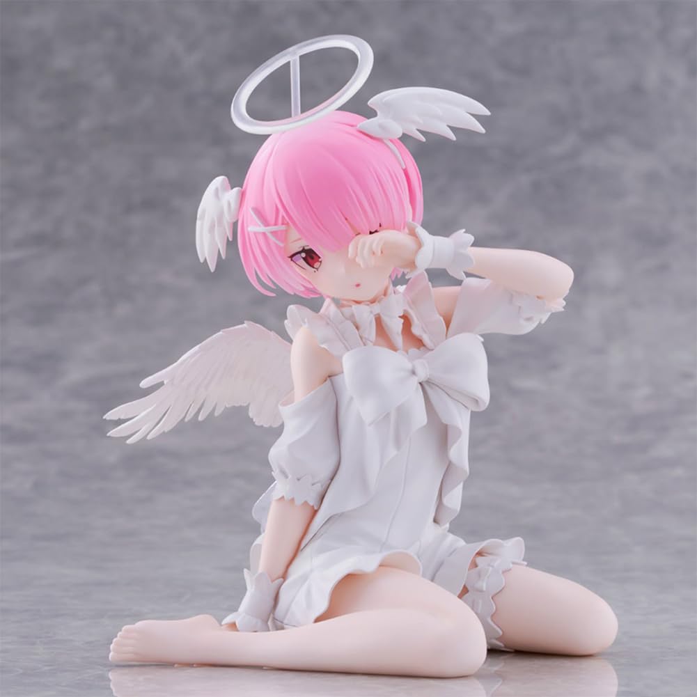 Anime Re:0 Figur Rem Statue, 13 cm Engel Uniform Rem Actionfigur sitzende Pose Modell PVC Cartoon Figur Sammlerstück Desktop Dekoration