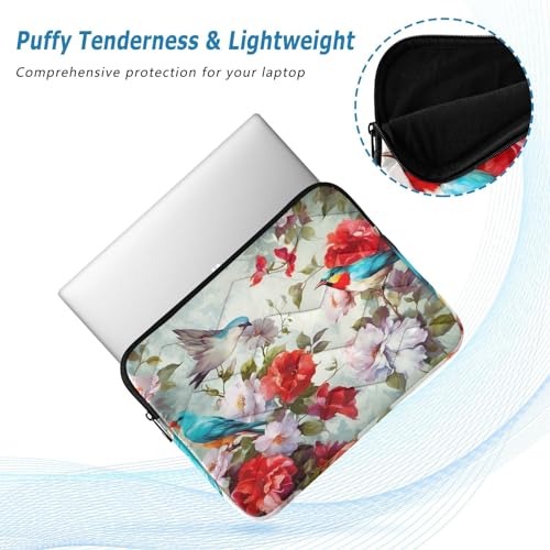 Funda para portátil 13-14 pulgadas con diseño de flores y pájaros miniatura 4