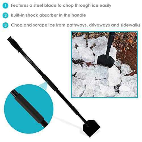CASL Brands Steel Sidewalk Ice Scraper - Spring-Loaded Ice Chopper for Driveway with Extra-Thick Blade