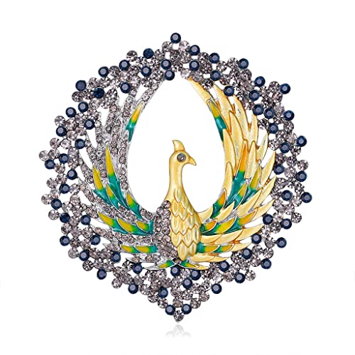Grandes broches vintage en émail et strass pour femmes motif oiseaux et animaux