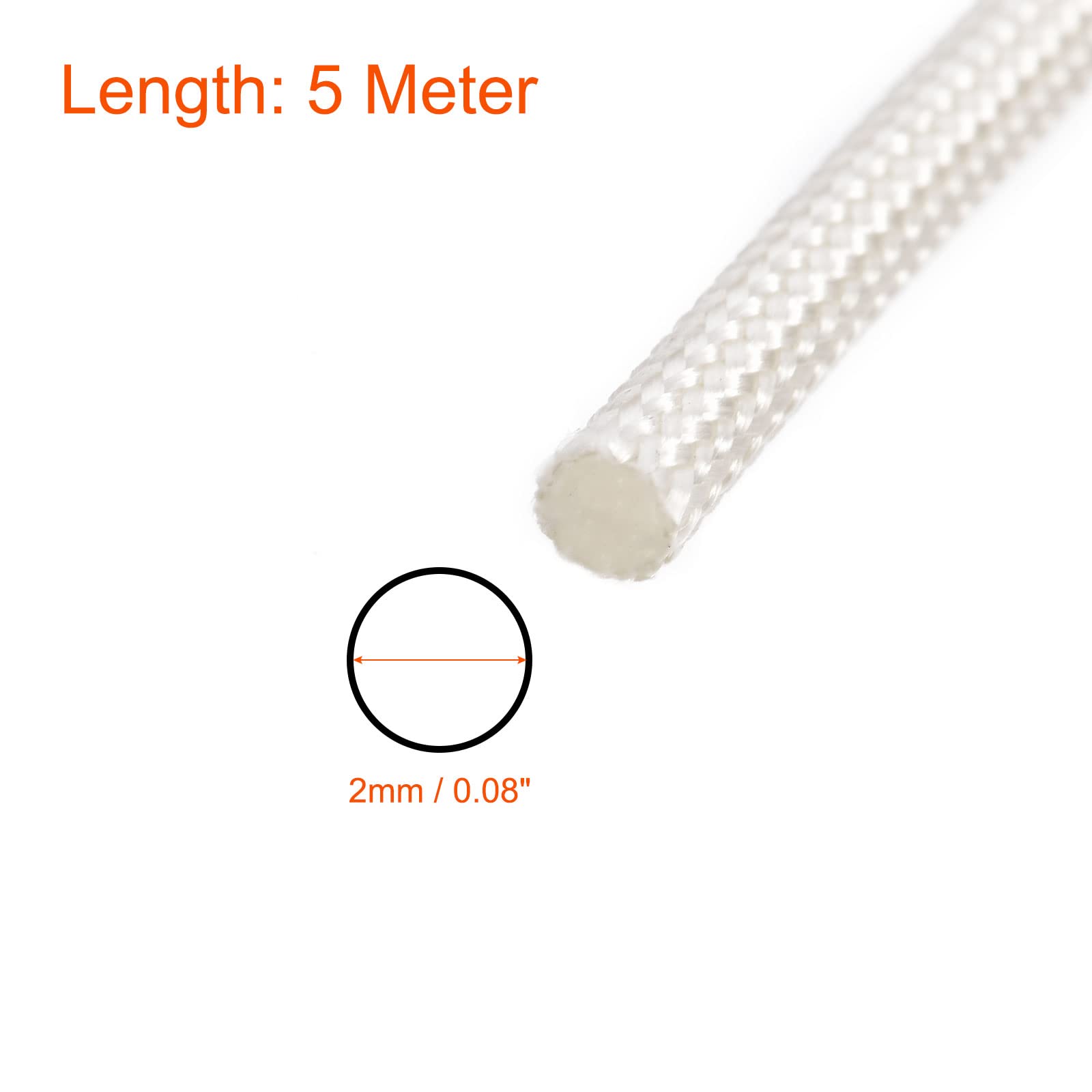 Rebower Fiberglass Sleeve Insulated Cable Protection Tube [for High-Temperature Applications] - 3M-3mm / White