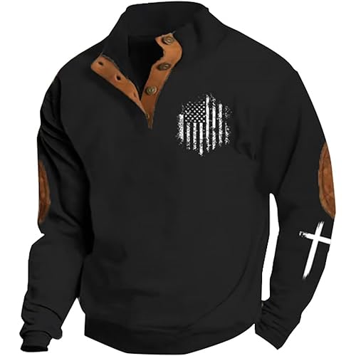 Vintage Sweatshirt Trendy Long Sleeve Quarter Zip Sweatshirts Men Big Trendy Fleece Winter Pullover Sweatshirts