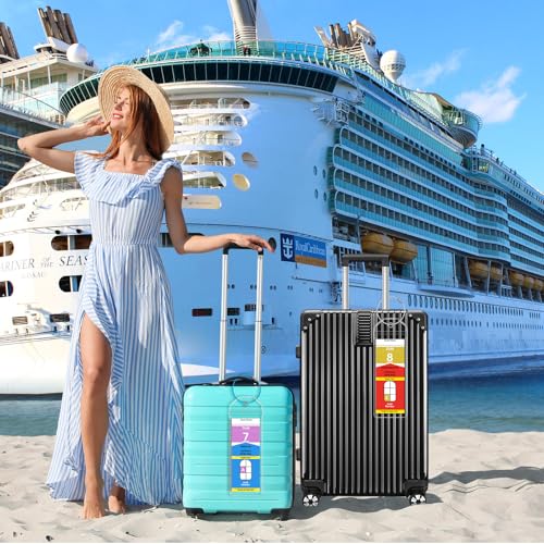 5 Pack Cruise Luggage Tag Holder for Royal Caribbean & Celebrity Ships in 2024-2025 by FUNMCAN, Narrow Clear Plastic Luggage Tags for Travel Suitcases Cruise Ship Essentials & Accessories Must Haves2