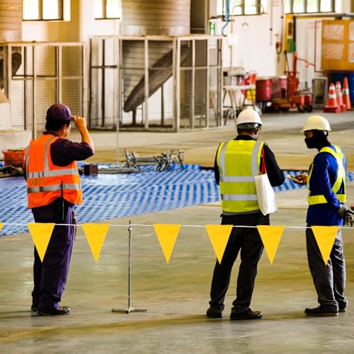 PATIKIL 407ft Wimpelbanner Flaggen, Warnflaggenbanner Sicherheitsflaggen Barrierezeichen zur Umzäunung von Verkehrssteuerungspartyveranstaltungen, 180 Flaggen Gelb