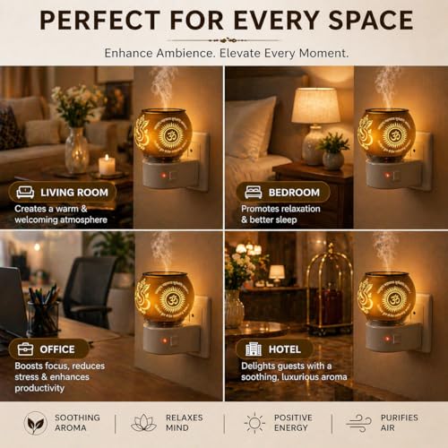 Image of Ganesh Ji Om Glass Camphor Lamp Holder | Kapoor Dani Electric Camphor Diffuser for Home | Kapur Burner | Kapoor Diffuser Machine for Puja Essentials | Kapurdani Camphor Diffuser Burner
