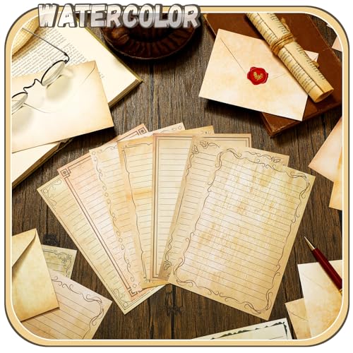 Image of TaoBary 160 Pcs Vintage Stationery Paper and Envelopes Set, 5.5 x 8.25''