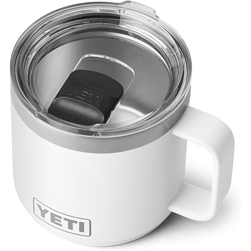 YETI Rambler 14 oz Stackable Mug, Vacuum Insulated, Stainless Steel with MagSlider Lid, White