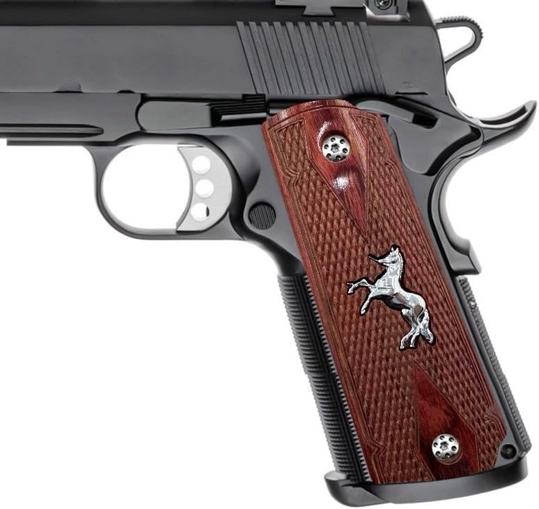 1911 Colt Grips Full Size fits Springfield 1911 Grips Wood W/Gold Horse & Screws