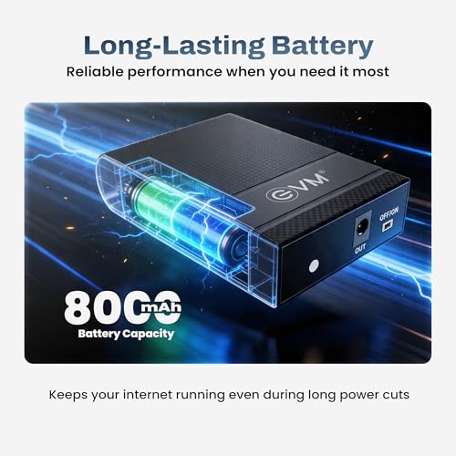 Image of EVM Mini UPS for Router | 12V WiFi Router Power Backup | 8000mAh Battery | Zero Lag Switching | Overcharge Protection | Up to 5 Hours Backup | 1 Year Warranty (EWRT-002)