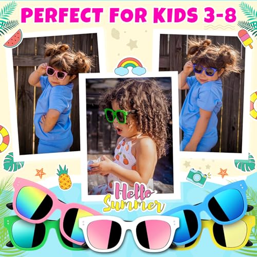 Tepsmigo Kids sunglasses bulk, Kids Sunglasses Party Favor, 16Pack Neon Sunglasses with UV400 Protection for Kids, Boys Girls Age 3-8, Goody Bag Favors, Great Gift for Pool, Birthday Party Supplies2