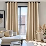 NICETOWN Outdoor Cabana Curtains - Triple Weave Microfiber Silver Grommet Top Thermal Insulated Water Repellent Room Darkening Curtain/Drape (Biscotti Beige, 1 Panel, 52 Inch by 108 Inch)