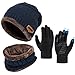 Produktbild Kinder Wintermütze Schal Touchscreen Handschuhe Set - Beanie Strickmütze Winterschal Thermo Handschuhe | Fleecefutter Warme Knit Hut Loop Schal Rutschfeste Handschuhe | für Junge Mädch 5-10 Jahre