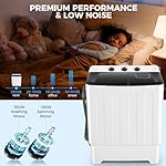30Lbs Capacity Portable Washing Machine Nictemaw Twin Tub Compact Laundry Machine with Built-in Drain Pump, Washer and Spin Dryer Combo (19Lbs+11Lbs), Mini Washing Machine for Apartments, Dorms, RVs - Image 5