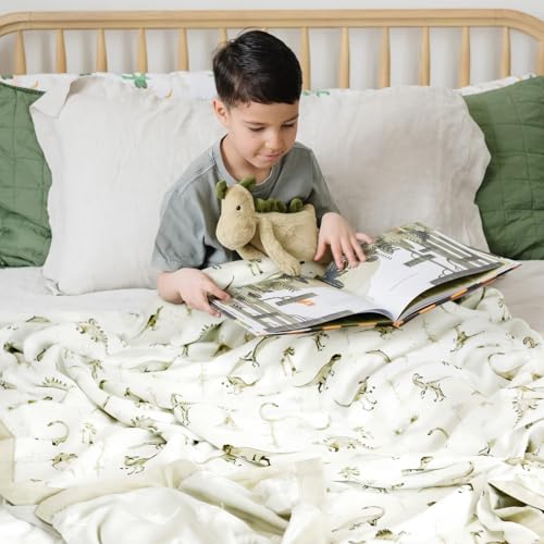 Image of GRSSDER Cotton Muslin Quilt Blanket - Silky Soft and Breathable Kids' Throw Blanket, Oversized Muslin Blankets for Newborns, Toddlers & Kids, 6 Layers Reversible Design for All Seasons, 55 inch x 69 inch