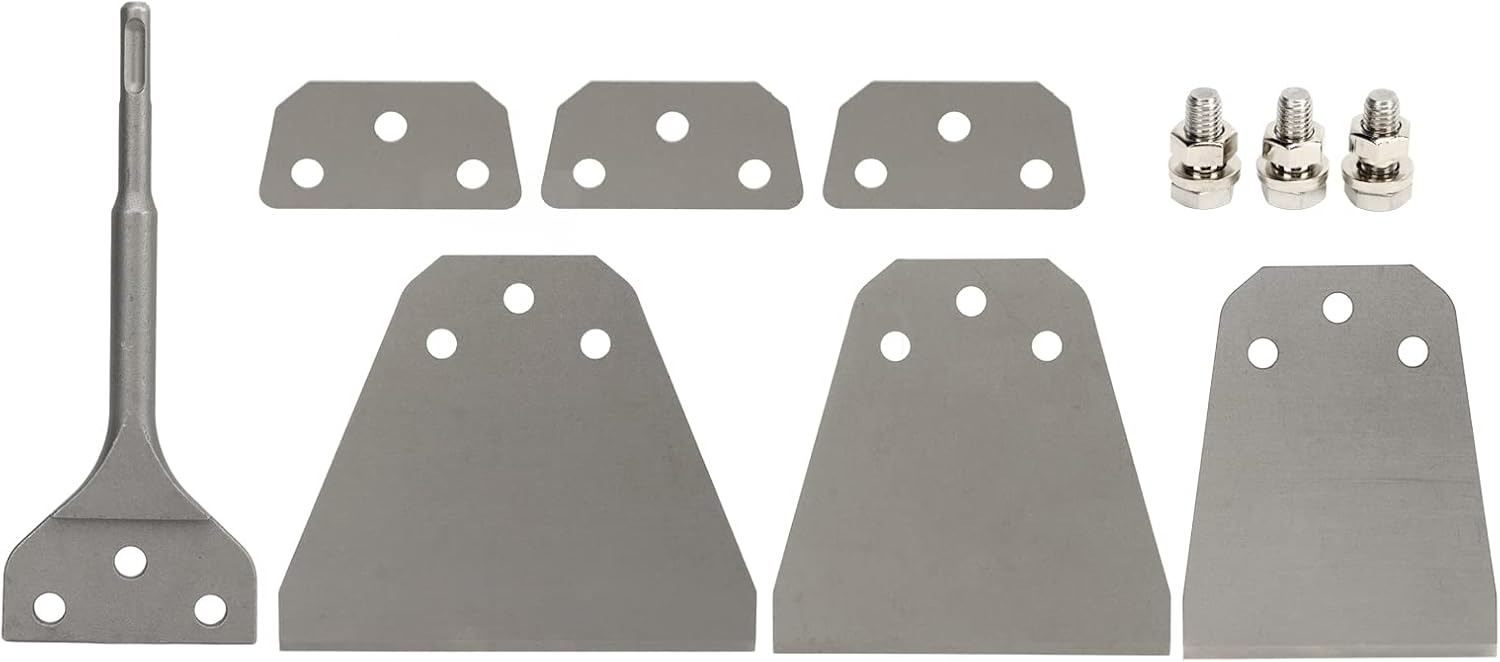 Tile Removal Chisel Tool, Ultra Thin Floor Scraper Kit for Electric Hammer, Heavy Duty Wall and Floor Scraper with Mounting Accessories for Drills