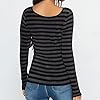 Women Long Sleeve Gothic Grunge Tee Tops Y2k Striped Vintage Goth Aesthetic Slim Fit Shirt E Girl 90s Clothes Streetwear (Black, S) #5