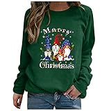 Sudadera de Navidad para mujer con estampado de gnomos del Reino Unido, sudaderas gráficas para otoño e invierno, manga larga, casual, cuello redondo, suelta, ligera, suave, cómoda, jersey básico,