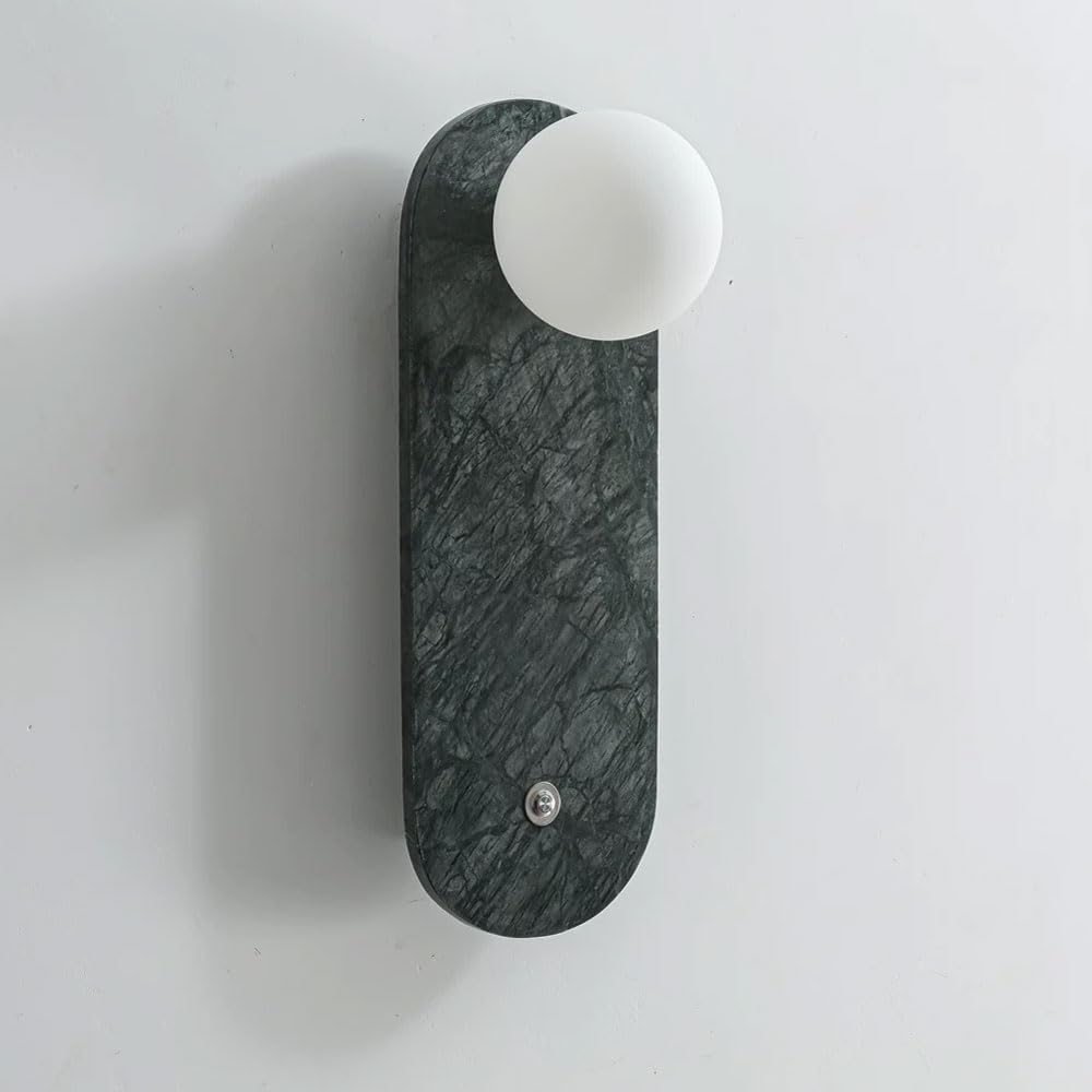 XYBZJP Medieval Industrial Style Indoor Wall Lamp, Natural Marble Lamp Body with Globe Glass Lampshade Wall Light, G9 Screw Wall Sconce, Bedside Staircase Porch Decorative Lighting Fixtures