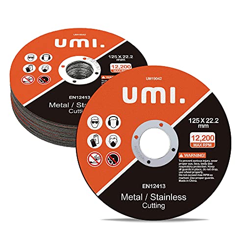 Amazon Brand - Umi Disques à Tronçonner 20 Pièces, Disques de Coupe pour Métal et Inox, 125 mm x 1,2 mm x 22 mm pour Meuleuses d'Angle