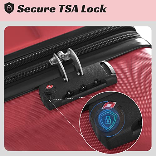 Merax Carry On Luggage 22X14X9 Airline Approved Suit Case Tsa And Reinforced Corners, Lightweighteight Carry-On 20" 24" 28" Luggage(20 Inch, Red) #TOP4