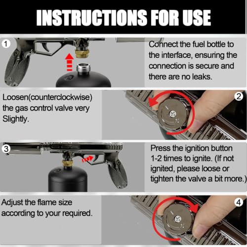 Image of Powerful Propane Torch Gun, Adjustable Flame Kitchen Blow Torch for Cooking, Searing Steak, BBQ, Campfire, Charcoal Lighter (Tank Not Included)