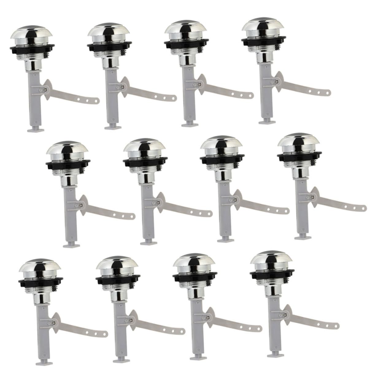SHINEOFI 3 Set Pulsante Della Toilette Chiave Separare Pulsanti Serbatoio Wc Parti Spingere Pulsante Dello Sciacquone Singolo Sostituzione Del Pulsante Push Addominali Argento 12 Pezzi*3