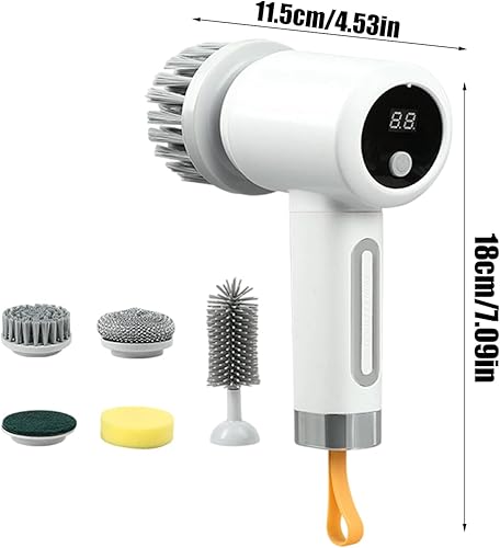 Miniatura 2 de Electric Scrubber, 3-Level Adjustable Cleaning Brush with 5 Brush Heads for Shower, Bathtub, Tile, Grout, Floor, Toilet, Kitchen, Wall, Car,