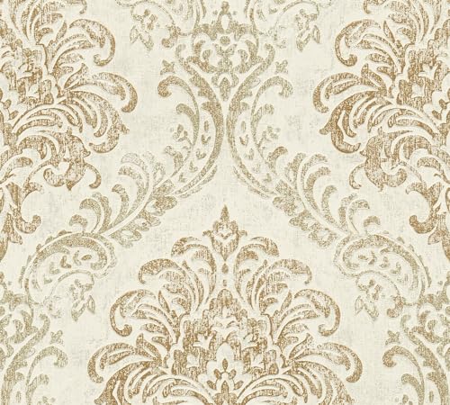 Livingwalls Travel Styles Non-Woven Wallpaper, Baroque Look in White and Gold - Image 3