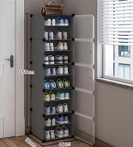 Image of Shoe Rack Multipurpose 5 Shelves Shoe Rack with Zip Door Cover & Side Pockets, Multiuse Wide Shelve,Rack for Footwear, Toys, Clothes (Grey, 10-Layer)