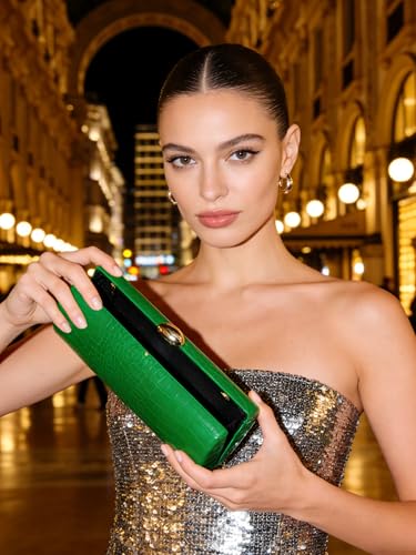 Image of Women PU Leather Long Purse Handbag Crocodile Pattern Shoulder Clutch Bag for Casual Party