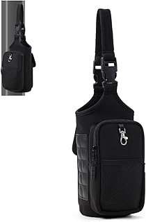 VAKAER Magnetic Gym Bag, Water Bottle Carrier Holder with Phone Pocket & Adjustable Strap,10 Ultra-Strong Magnets Stick to Fitness equipment, Workout Accessories Pouch for Women & Men, Black