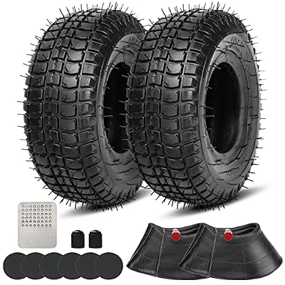 GREHUA 9x3.50-4 9x3-1/2 Tire Inner Tube Compatible with 49cc 2-stroke Go Kart ATV Quad Electric Scooter Gas Skateboard Mini Choppers Garden Lawnmower Hand Trucks Heavy Duty Parts with Bent Valve Stem