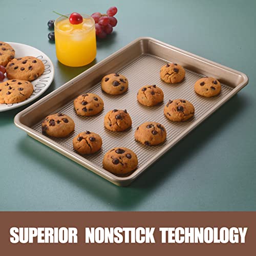 Joho Baking Sheet Pans Cookie Sheet Set,Nonstick Baking Sheets for Oven,9x13 Quarter Sheet Pan,2 Pack,Gold