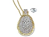 3ct Floral Diamond Necklace HANDMADE 925 SILVER Imperial Egg Necklace 1.6' Platinum Gold Designer Diamond Pendant with Gold Chain 23' Graduation Gift for girlfriend Luxury Jewelry 3ct Diamond Necklace