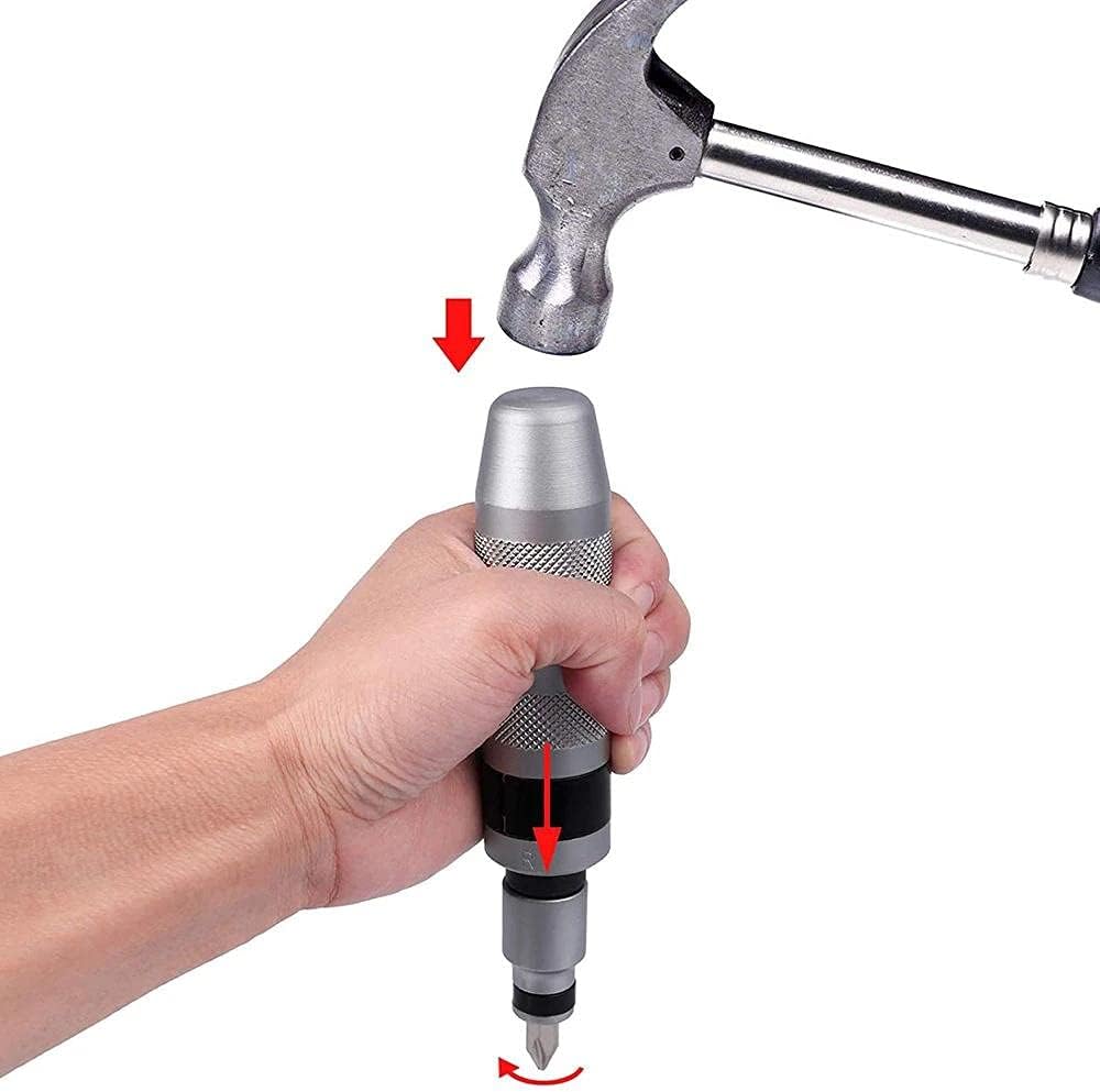 Jadeshay Impact Screwdriver Set, 13 Piece Chromium-Vanadium Steel Shock Resistant Manual Reversible Tools with Durable Screw Extractor Bits