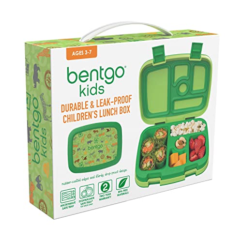 Bentgo® Kids Prints Leak-Proof, 5-Compartment Bento-Style Kids Lunch Box - Ideal Portion Sizes For Ages 3 To 7 - Bpa-Free, Dishwasher Safe, Food-Safe Materials (Safari) #TOP6