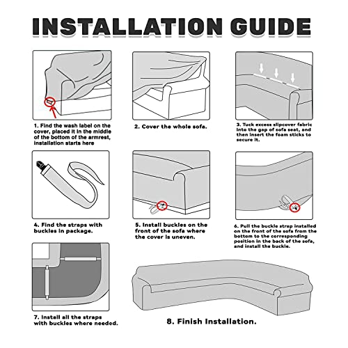 Rofasvco Corner Sectional Couch Covers L Shape Sofa Cover Set Soft Stretch U Shaped Sectional Slipcovers For Dogs Pets Water Resistance Anti Slip L-Shaped Furniture Protector (Black, Large) #TOP6