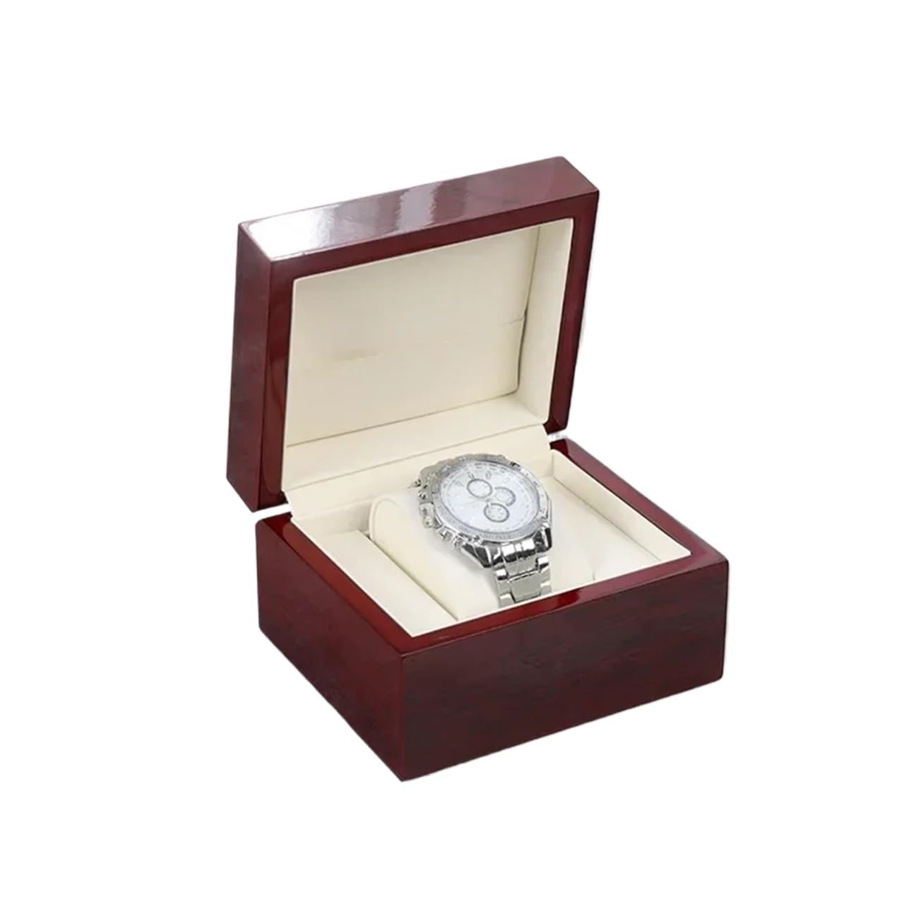 LPATEBCVU Solid Wood Watch Box Portable Mini Single Slot Watch Box Red Wooden Storage Case Jewelry Gift for Watches Rings