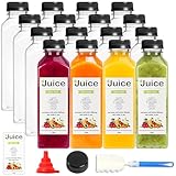DEPEPE 16 Pack 16oz Plastic Juice Bottles, Reusable Juicing Bottles with Caps, Empty PET Juice Bottle with Lids for Juicing, Smoothies, Drink, Water Containers