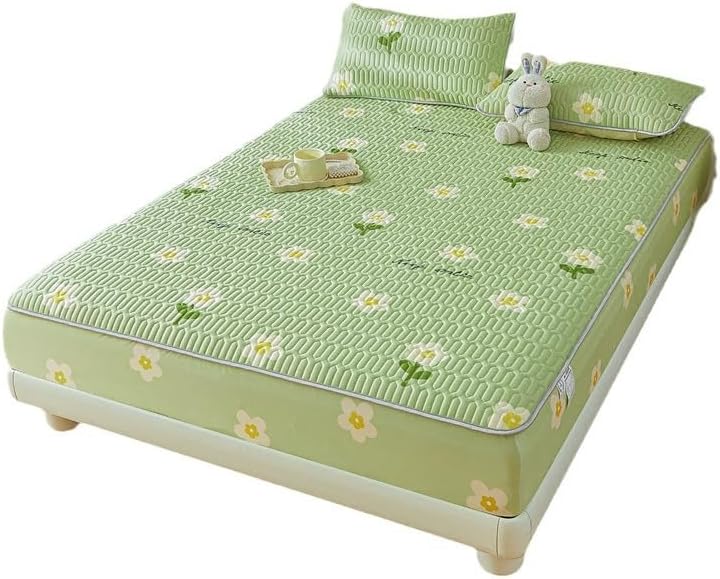 FCLDESHOP Bed Encasement,Children's Room Animal Print Latex Fitted Sheets, Kids Room Comfortable and Cool Solid Color Mattress Topper,White,180 * 200cm (1pcs)