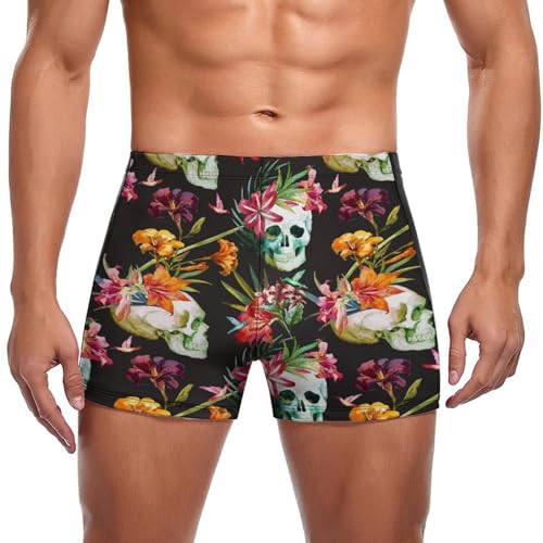 Swim briefs homme fleurs de crâne au design stretch et séchage rapide