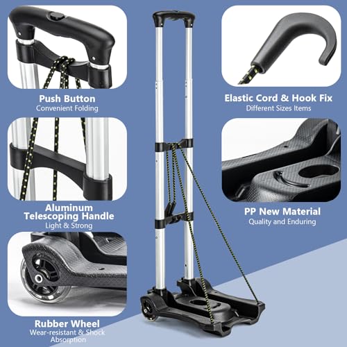 Gorpuire Small Folding Hand Truck Dolly with 2 Wheels, Foldable Luggage Cart, Lightweight Aluminum Collapsible Trolly Portable Dolly for Moving Airport Travel Use by Gorpuire - Image 2