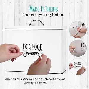 OUTSHINE White Farmhouse Dog Food Storage Container 12 lb | Large Metal Dog Food Canister with Fitted Lid | Cute Container for Dog Food | Decorative Dog Food Bin | Best Gift for Dogs and Pet Owners OUTSHINE White Farmhouse Dog Food Storage Container 12 lb | Large Metal Dog Food Canister with Fitted Lid | Cute Container for Dog Food | Decorative Dog Food Bin | Best Gift for Dogs and Pet Owners