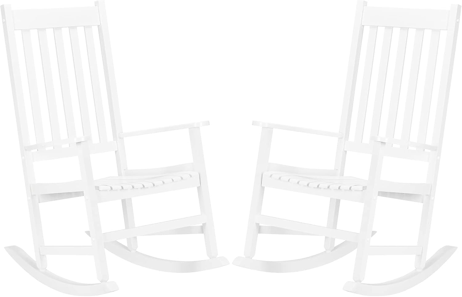 VINGLI Wood Rocking Chairs Relaxing Rocker Real Wood High Back Seat for Deck, Garden, Backyard, Porch, Indoor or Outdoor Use, White