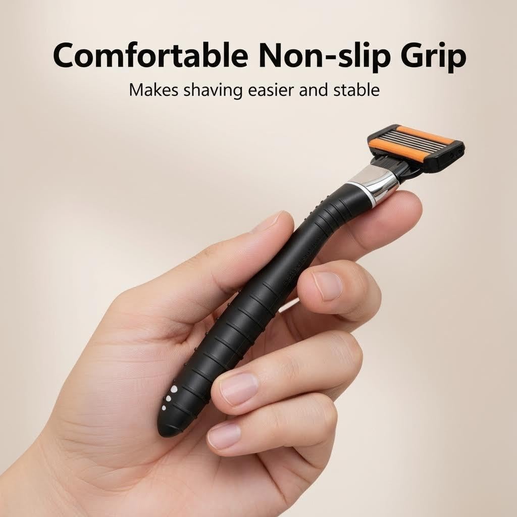 5-Blade Men's Razor with Dual Lubrication, Shaving Kit for Men, 45 Piece Set, 3 Handle & 40 Refill Cartridges Bonus Clear Shaving Case and a wall hook, Smooth Comfortable Shave